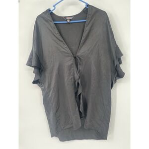 Victoria's Secret Black Satin Tie Front Kimono Robe - One Size